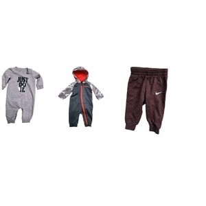 Nike Baby Boy Hooded Coverall Gray DRI-FIT 6 Months Lot Of 2